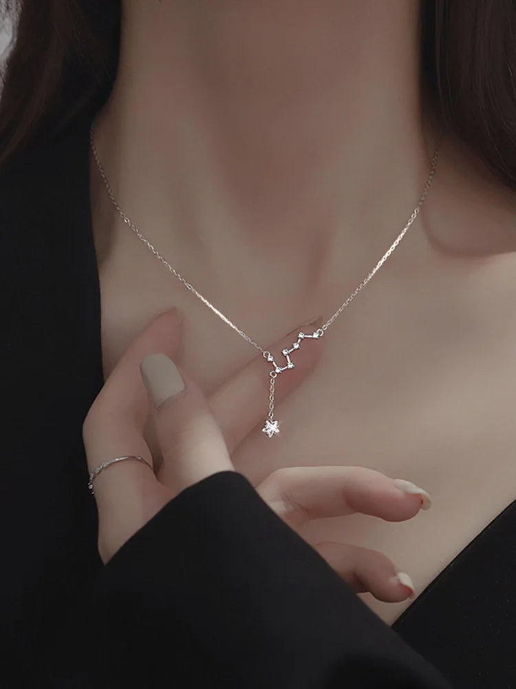 925 Sterling Silver Big Dipper Pendant Necklace with Tassel