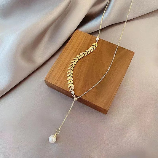 Extraordinary Wheat Necklace With Floating Pearl. Wheat Pearl Necklace Light Luxury High-end Hot Selling Jewelry Necklace