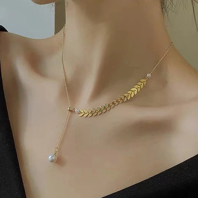 Extraordinary Wheat Necklace With Floating Pearl. Wheat Pearl Necklace Light Luxury High-end Hot Selling Jewelry Necklace
