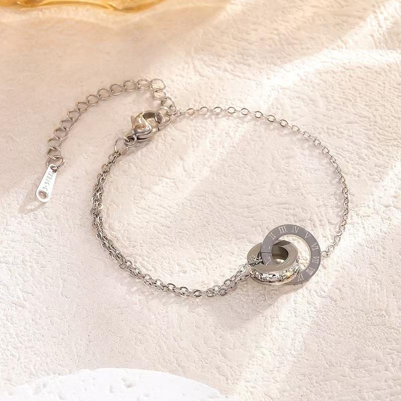 Elegant Roman Numerals Double Ring Bracelet