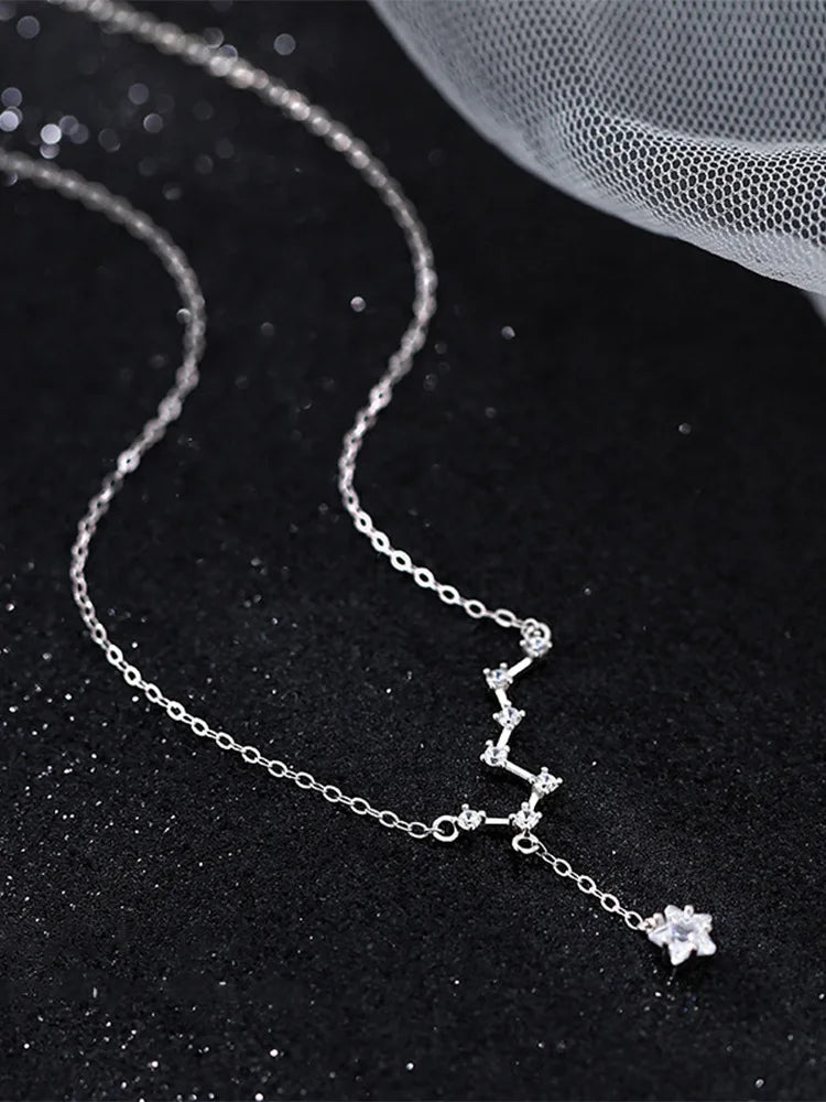 925 Sterling Silver Big Dipper Pendant Necklace with Tassel