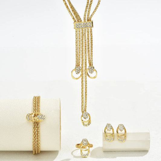Unique 4-Piece Jewelry Set - Necklace, Bracelet, Earrings & Ring Jewelry Trendy & Stylish.