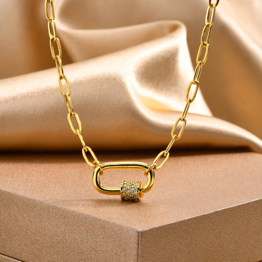 Beautiful Luxury Paper Clip Link Chain Fashion Necklace - 18K Gold Plated Jewelry