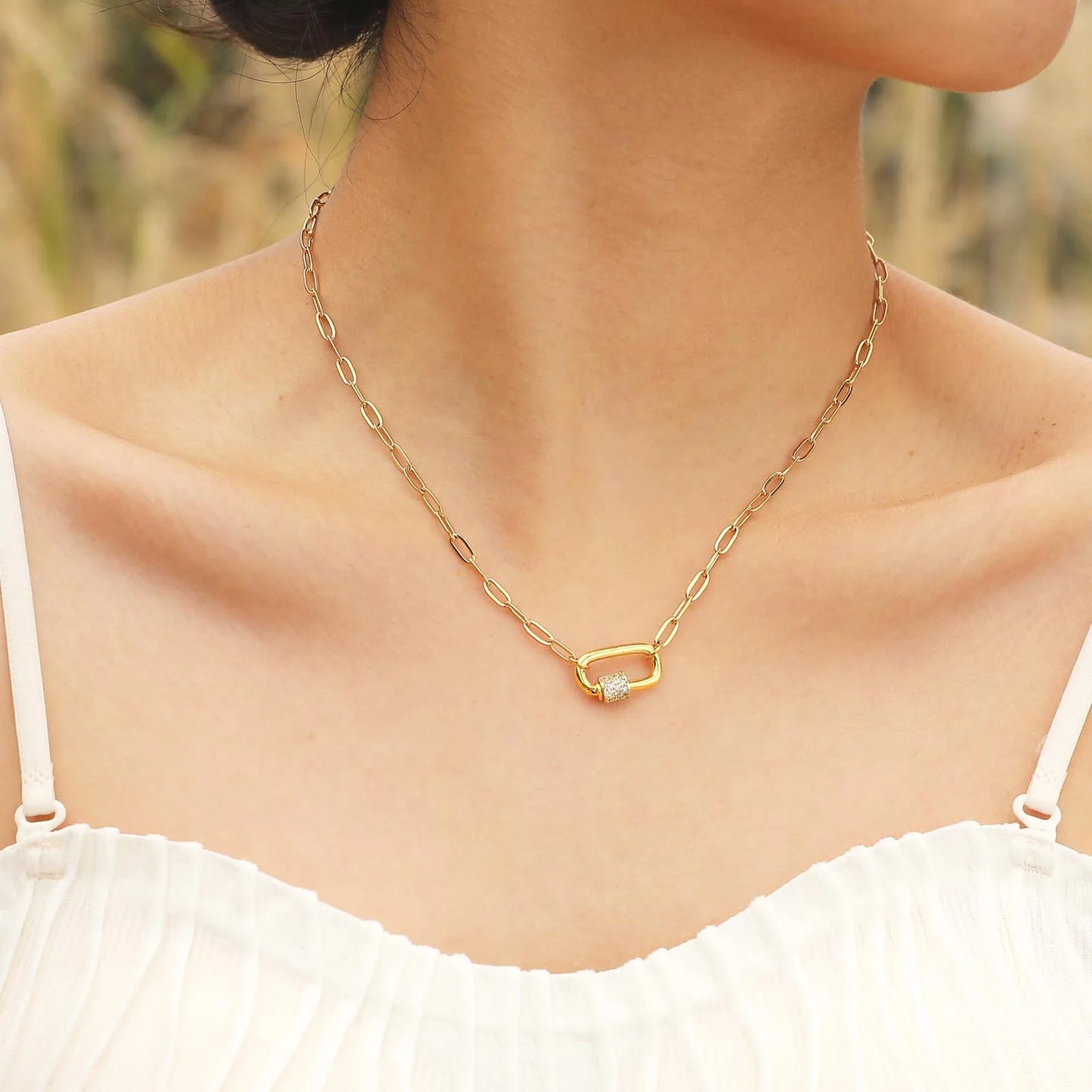 Beautiful Luxury Paper Clip Link Chain Fashion Necklace - 18K Gold Plated Jewelry