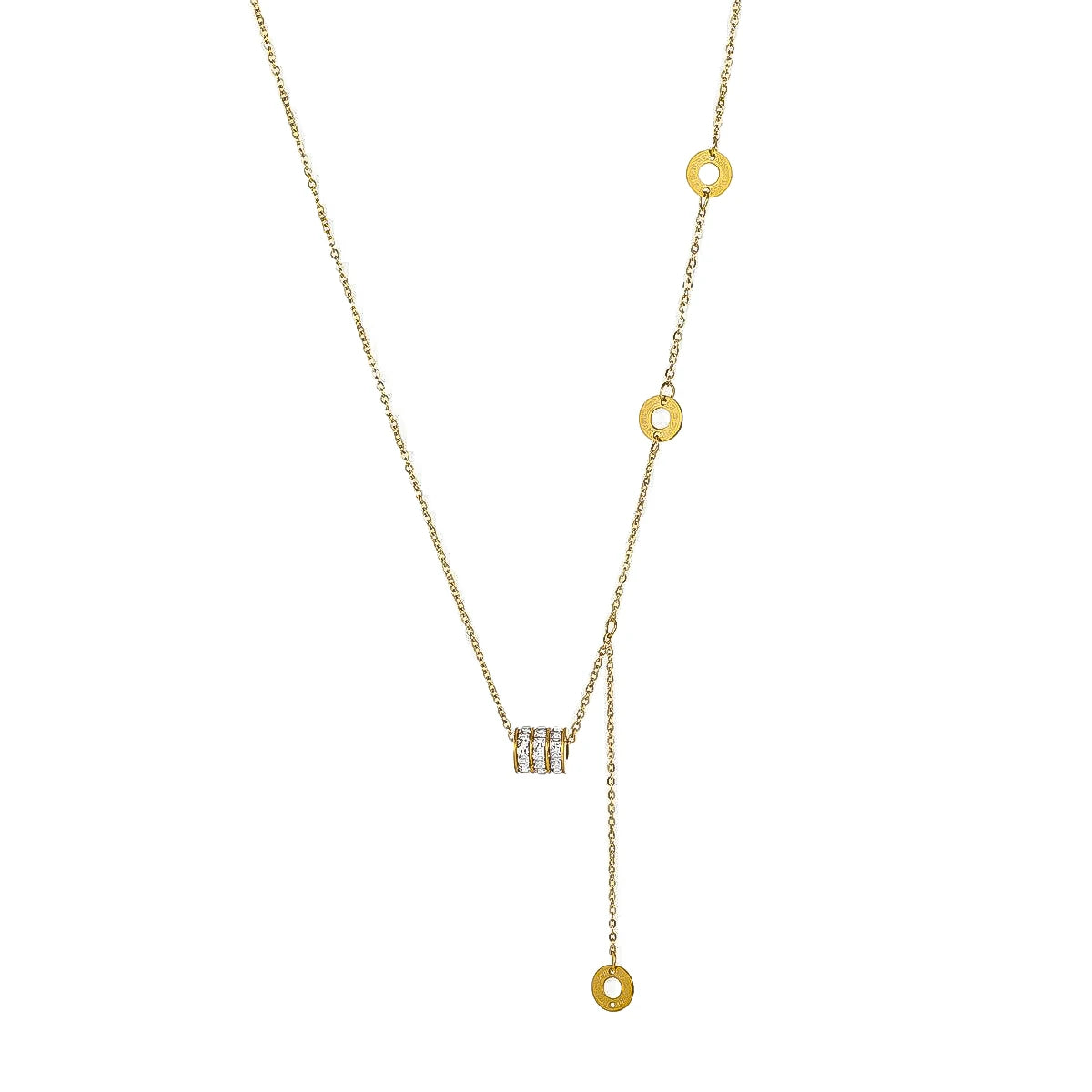 Asymmetrical Elegance Side Pendant Necklace. Luxury Women Fashion Modern Necklace with Side Loose Pendent.