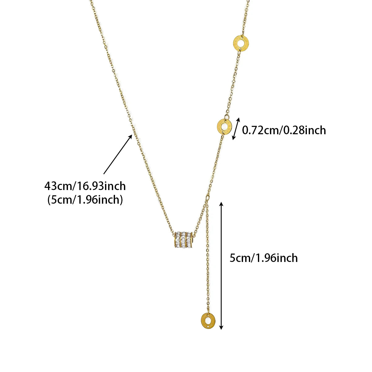 Asymmetrical Elegance Side Pendant Necklace. Luxury Women Fashion Modern Necklace with Side Loose Pendent.