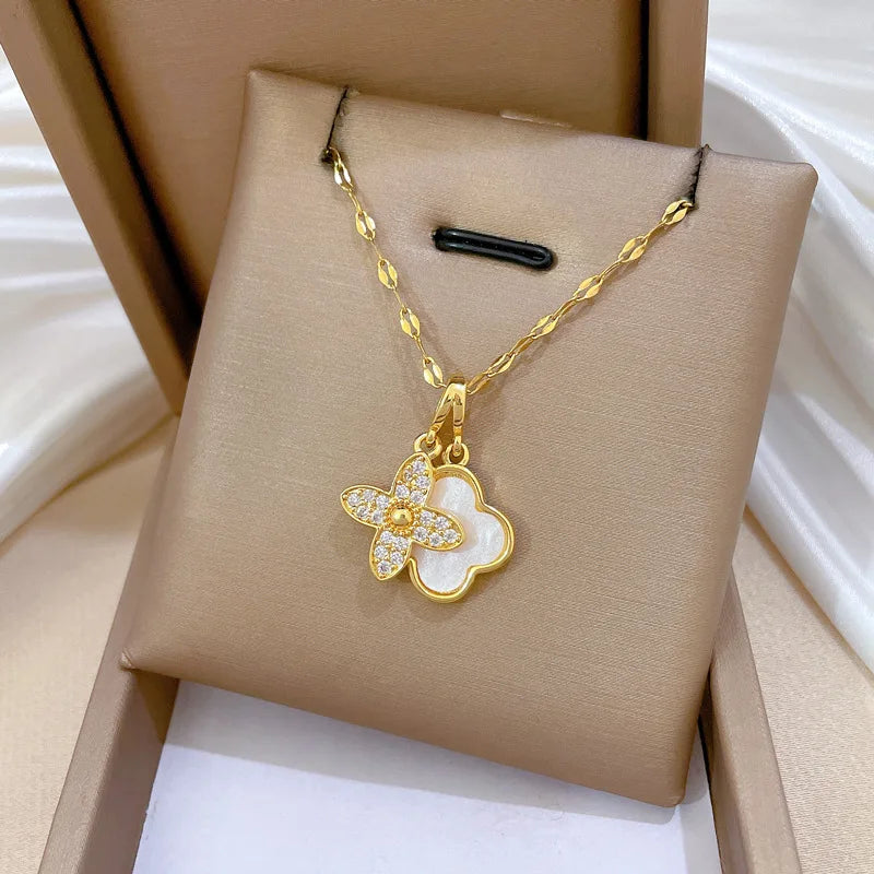 Luxury Floral Four-Leaf Lucky Fashion Necklace