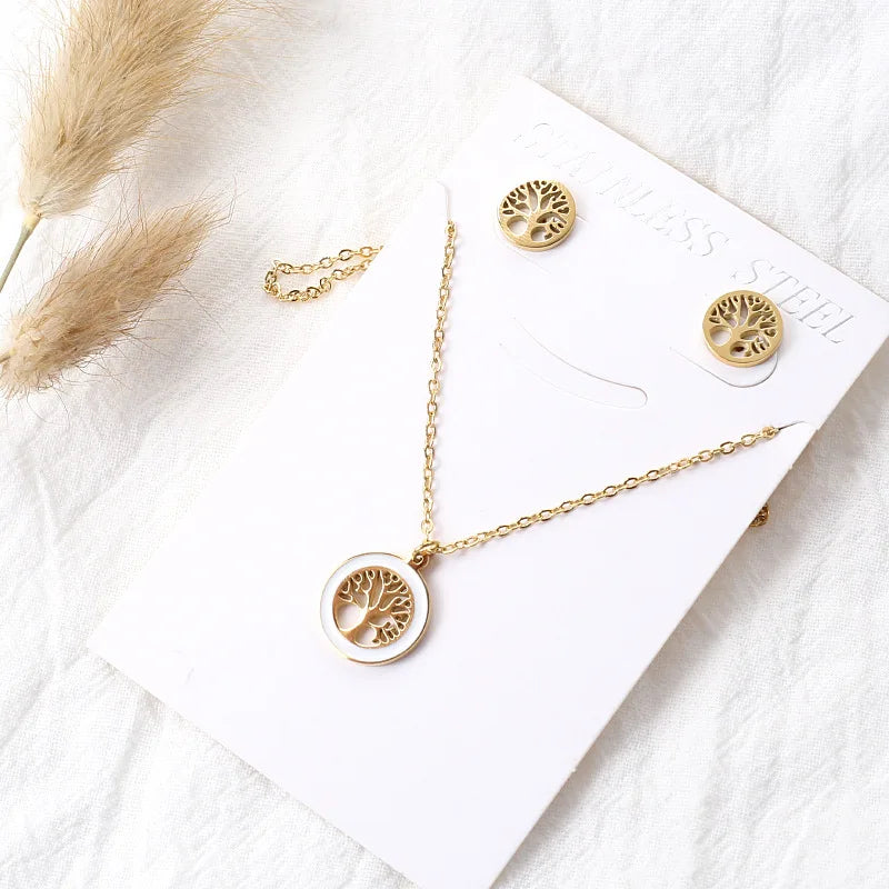 Elegant & Style Life Tree Necklace & Earring Set