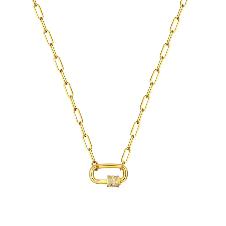 Beautiful Luxury Paper Clip Link Chain Fashion Necklace - 18K Gold Plated Jewelry